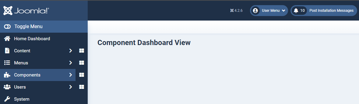 Basic Component Dashboard View
