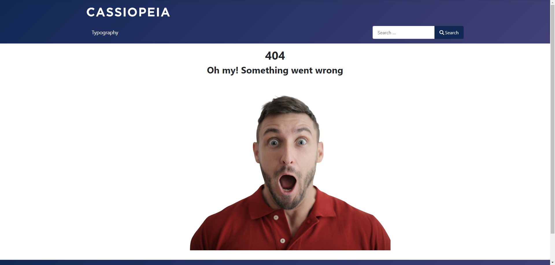 Screenshot of funny custom 404 error page